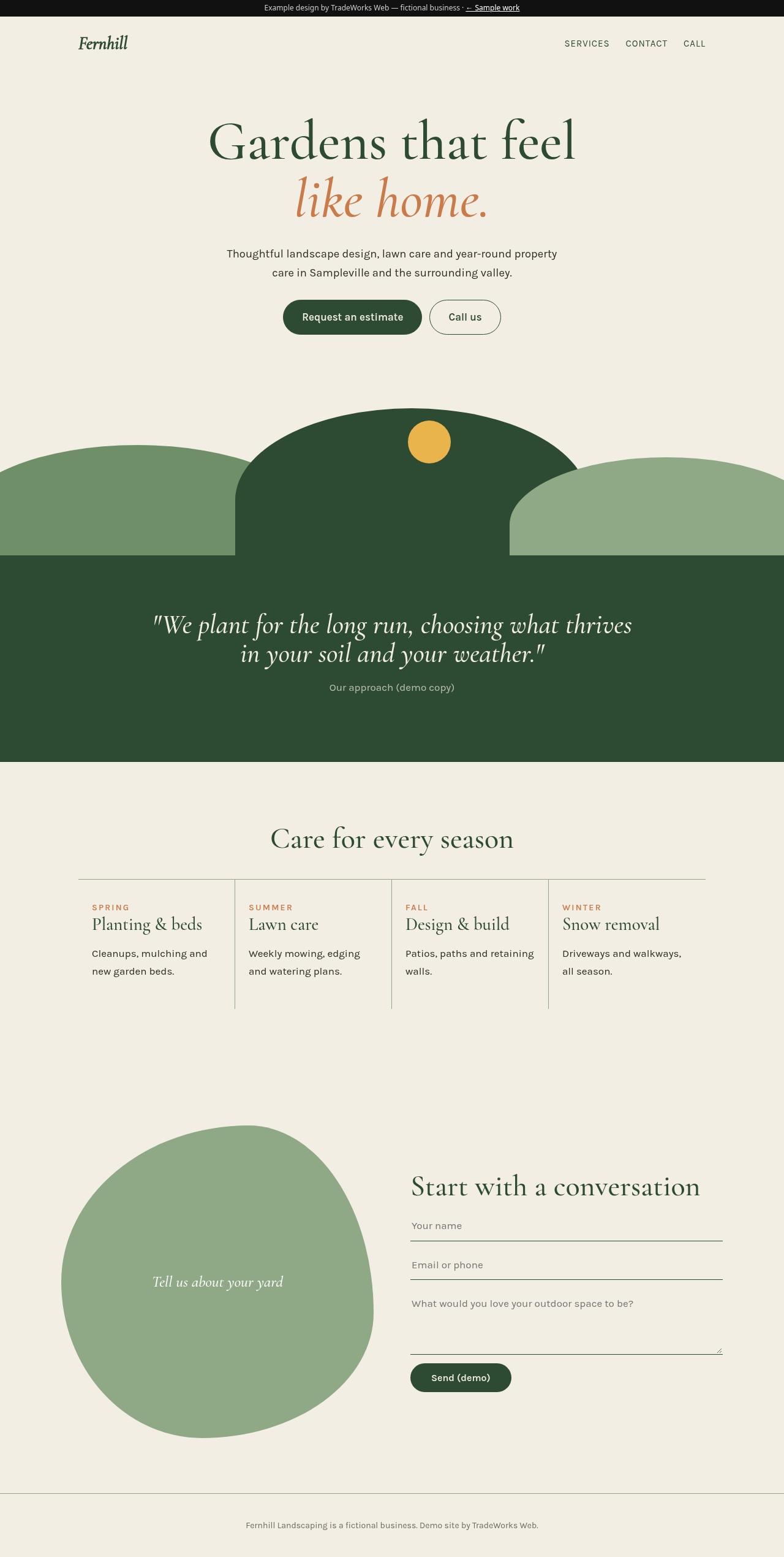 Preview of the Fernhill Landscaping example site